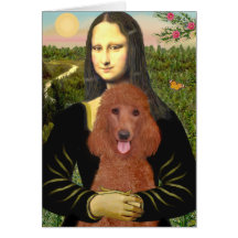 Mona Lisa - caniche standard rouge foncé #1 Cartes De Vœux