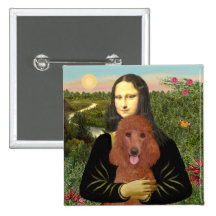 Mona Lisa - Dark Red Standard Poodle #1 Pinback Button