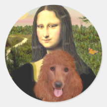 Mona Lisa - Dark Red Standard Poodle #1 Round Sticker
