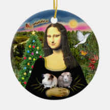 Mona Lisa & her Two Guinea Pigs Christmas Ornament