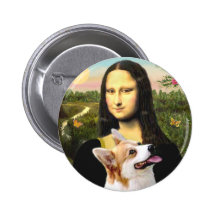 Mona Lisa - Pembroke Welsh Corgi 7b Button