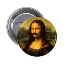 Mona Lisa With Moustache Pinback Buttons