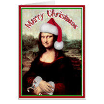 Mona Lisa's Santa Hat Card