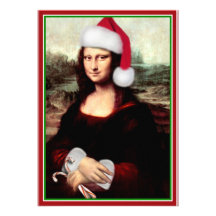 Mona Lisa's Santa Hat Personalized Announcements