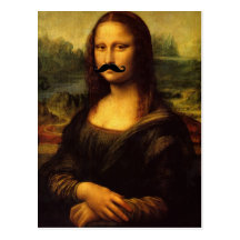 Mona Moustache Lisa Postcard