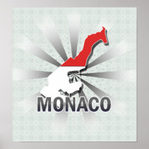 Monaco Flag Map 2.0 Posters