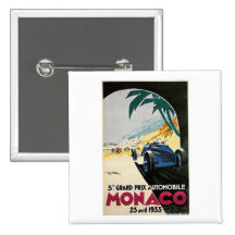 Monaco Grand Prix Automobile Vintage Art Pins