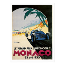 Monaco Grand Prix Automobile Vintage Art Post Card