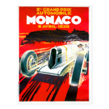 Monaco Grand Prix Race~ Vintage Automobile Ad Postcard