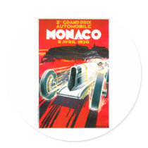 Monaco Grand Prix Race~ Vintage Automobile Ad Round Sticker