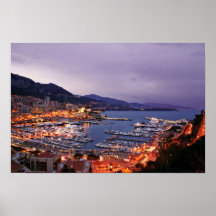 Monaco Harbour at Night Poster