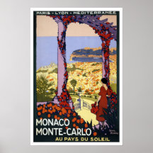 Monaco Monte-Carlo Vintage Travel Poster