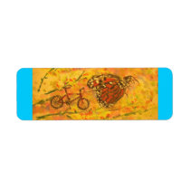 monarch butterfly and bicycle art labels