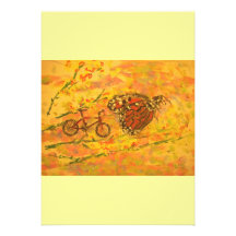 monarch butterfly and bicycle personalized announcements