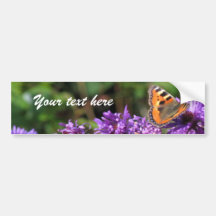 Monarch butterfly and purple flowers bumper stickers
