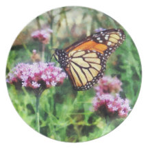 Monarch Butterfly on Pink Lantana Plate