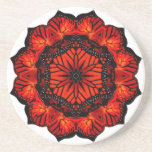 Monarch butterfly poppy flower mandala Coaster