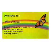 Monarchs & Rainbows "Award Cards" Business Cards