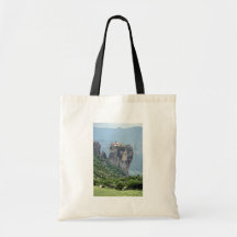 Monastery in Meteora, Greece Europe Canvas Bags