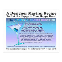Monday Blues Martini Recipe Postcard