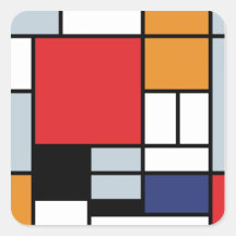 Mondrian - composition avec le grand avion rouge adhésifs