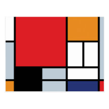 Mondrian - composition avec le grand avion rouge carte postale