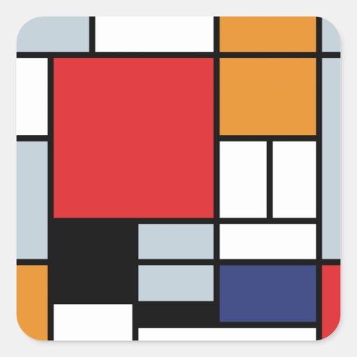 Mondrian - Composition With Large Red Plane Square Sticker