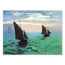Monet Fishing Boats at Sea Print Photographic Print