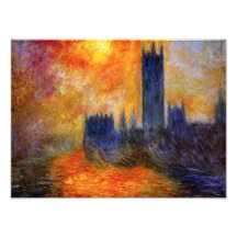 Monet House of Parliament and Sunset Print Photo Art