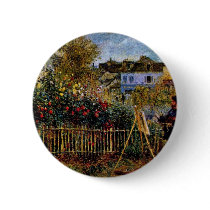 Monet Painting In His Garden In Argenteuil Pinback Button