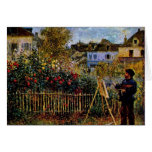 Monet Painting In His Garden In Argenteuil Greeting Card