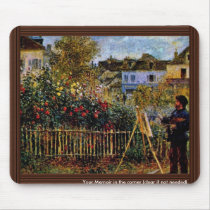 Monet Painting In His Garden In Argenteuil Mousepads