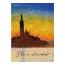 Monet Sunset in Venice Impressionist Painting Personalized Invitations