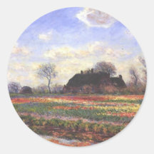 Monet-Tulpenfelder in Sassenheim-1886 Round Sticker