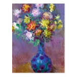 Monet Vase de Chrysanthemes Flowers Postcards