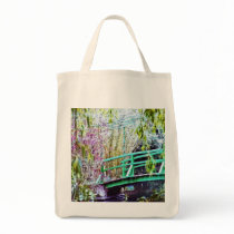 Monet's Bridge with Flowers Tote Bag