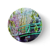 Monet's Bridge with Flowers Button