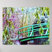 Monet's Bridge with Flowers Poster