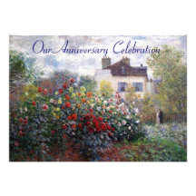 Monet's Garden Flowers Anniversary Invitation