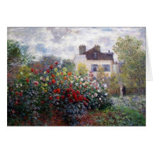 Monet's Garden with Dahlias Fine Art Card