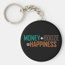 Money + Booze = Happiness Key Chain