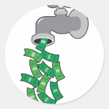Money Faucet Round Stickers