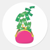 Money Purse Round Stickers