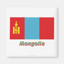 Mongolia Flag with Name Fridge Magnets