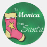 Monica Personalized Stocking Label Round Sticker