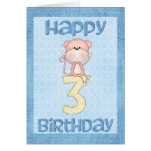 Monkey 3rd Birthday Card