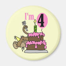 Monkey 4th Birthday Tshirts and Gifts Magnets