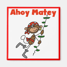 Monkey Ahoy Matey Tshirts and Gifts Fridge Magnets
