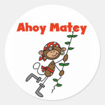 Monkey Ahoy Matey Tshirts and Gifts Stickers
