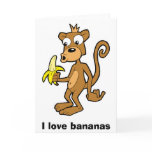 Monkey and Banana, I love bananas. Greeting card